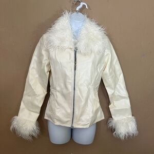 BB Dakota Vegan Leather Jacket Faux fur trim Small Gently worn Fully lined
